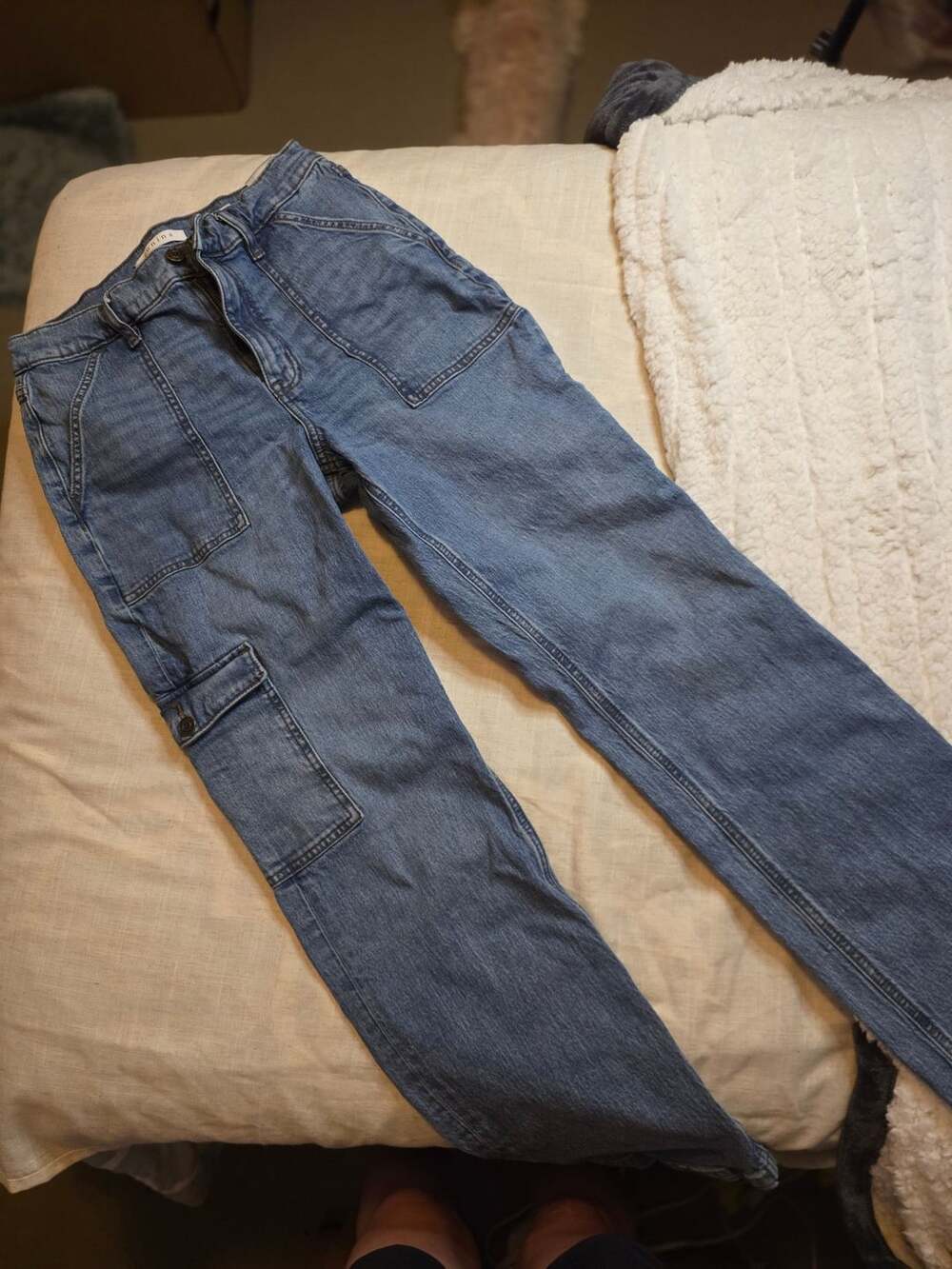 Eunina High Rise Utility Cargo Jeans Blue